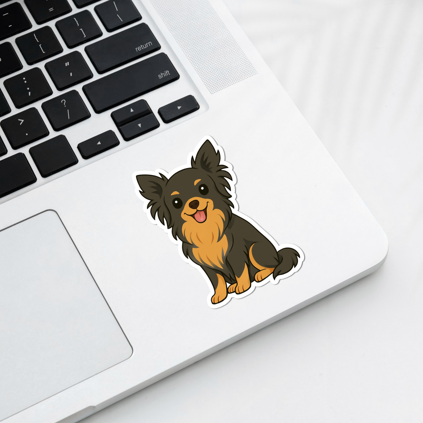 Custom Chihuahua Dog Magnet - Long Haired Black and Tan | Personalized with Pet Name