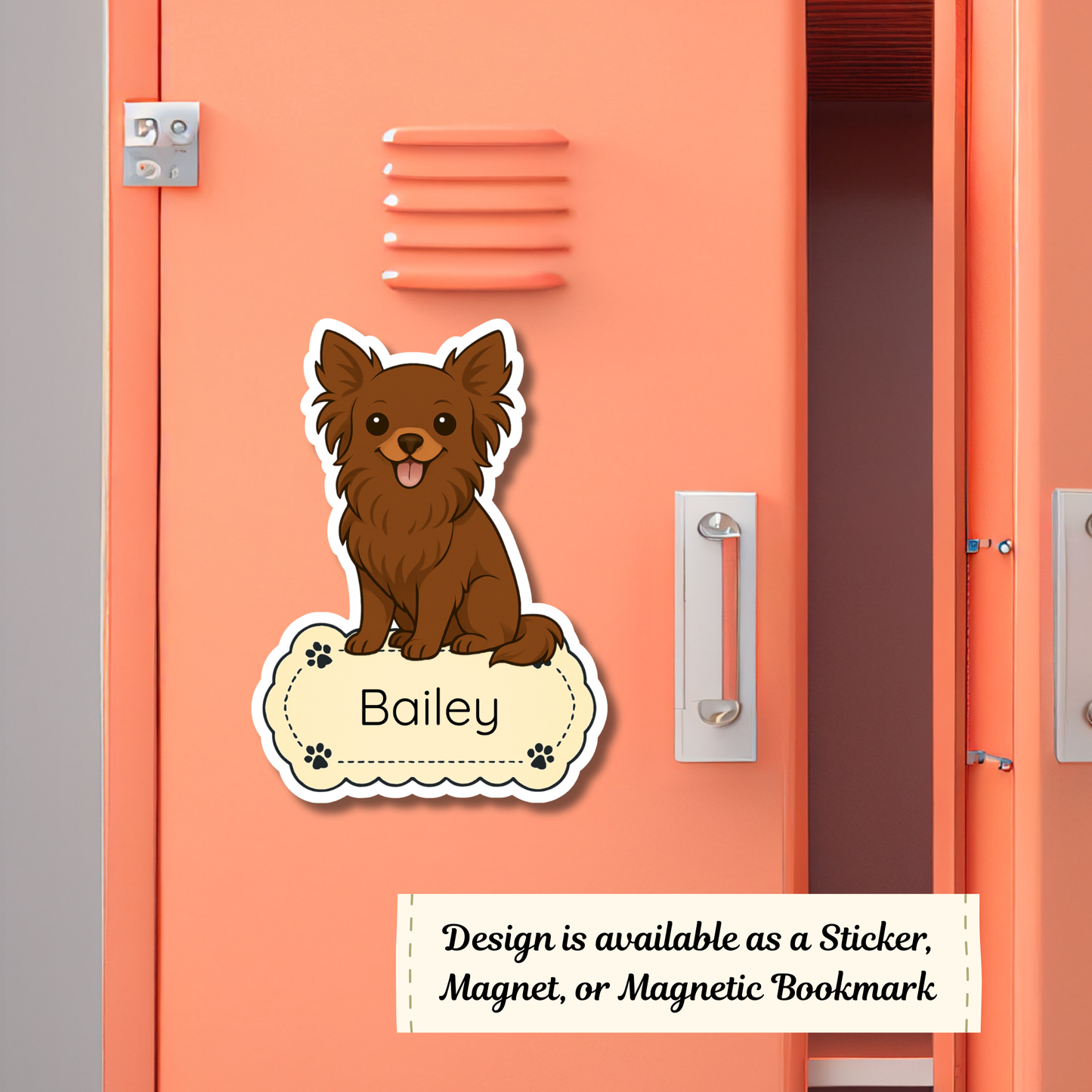 Custom Long Haired Chihuahua Dog Magnet / Bookmark - Chocolate