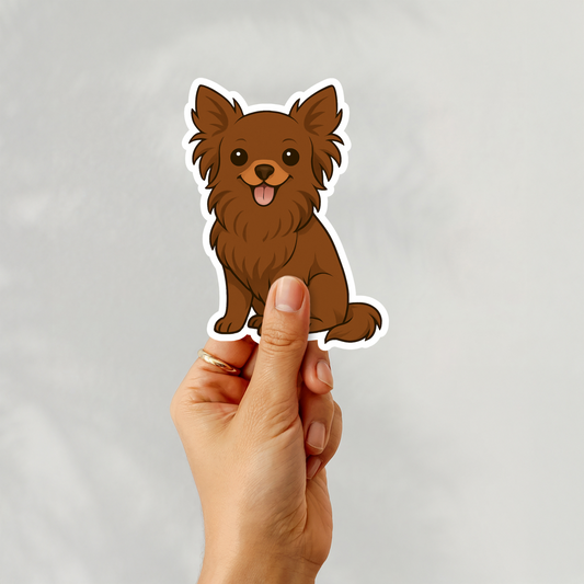 Custom Chihuahua Dog Magnet - Long Haired Chocolate | Personalized with Pet Name