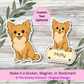 Personalized Long Haired Chihuahua Dog Sticker - Fawn