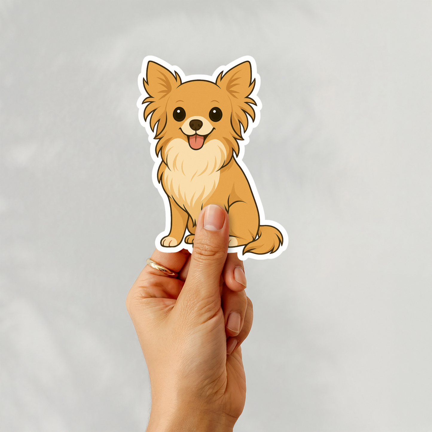 Custom Chihuahua Dog Magnet - Long Haired Fawn | Personalized with Pet Name