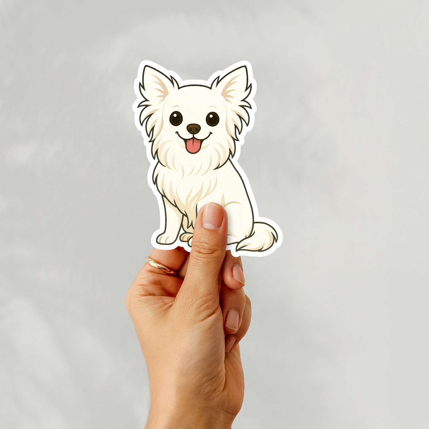 Custom Chihuahua Dog Magnet - Long Haired White | Personalized with Pet Name
