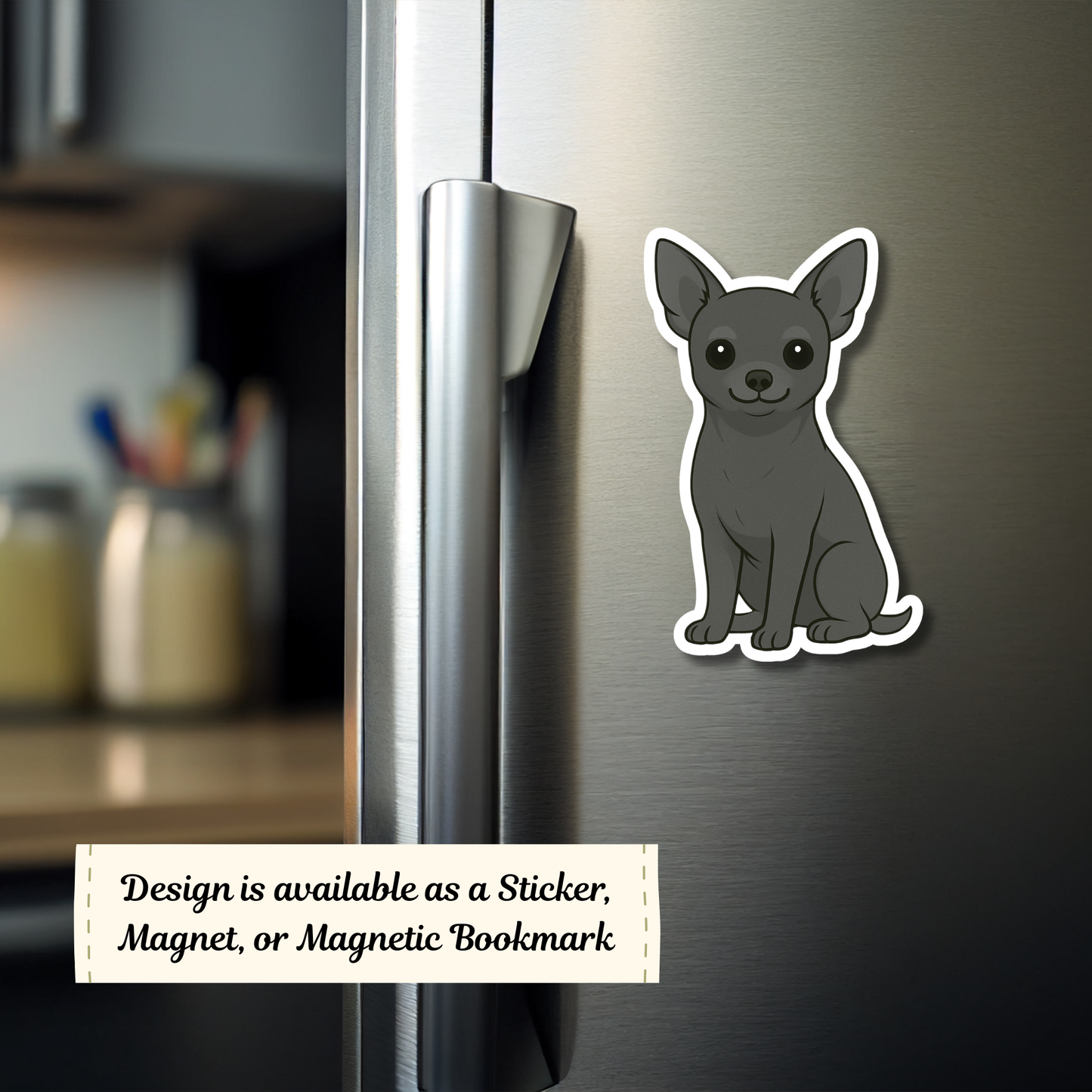 Custom Short Haired Chihuahua Dog Magnet / Bookmark - Black