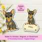 Custom Short Haired Chihuahua Magnet / Bookmark - Black and Tan