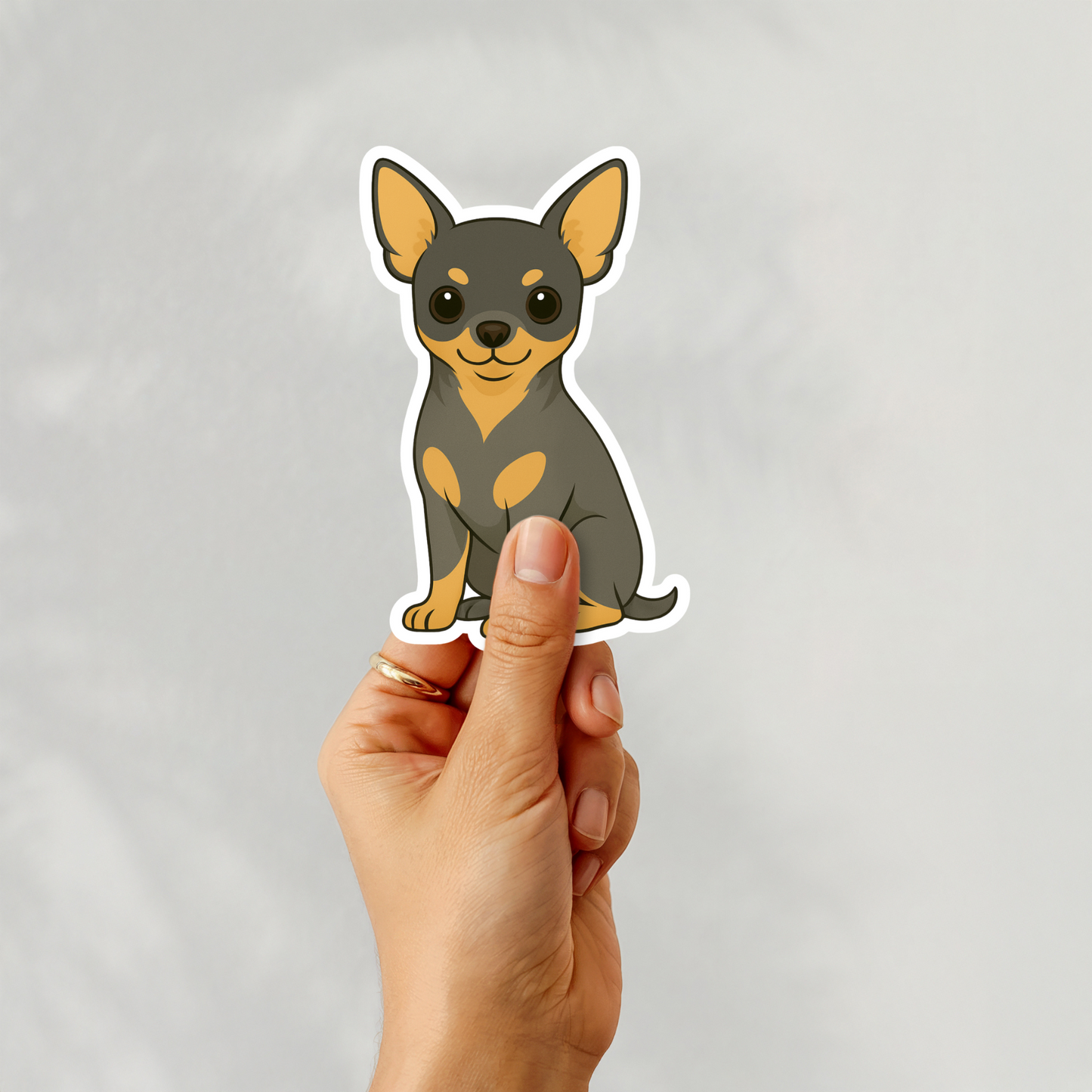 Custom Chihuahua Magnet - Short Haired Black and Tan  | Personalized with Pet Name