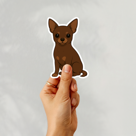 Custom Chihuahua Dog Sticker - Short Haired Chocolate | Personalized with Name