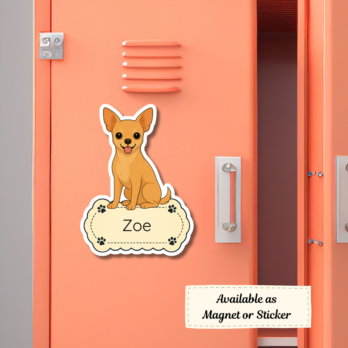 Custom Chihuahua Dog Magnet - Short Haired Fawn | Personalized with Pet Name