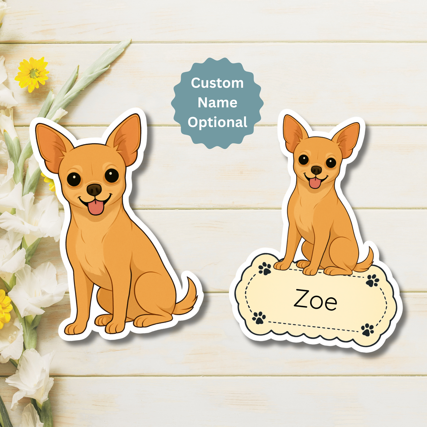 Custom Chihuahua Dog Magnet - Short Haired Fawn | Personalized with Pet Name
