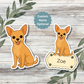 Custom Chihuahua Dog Sticker - Short Haired Fawn | Personalized with Name