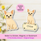 Custom Short Haired Chihuahua Dog Magnet / Bookmark - White