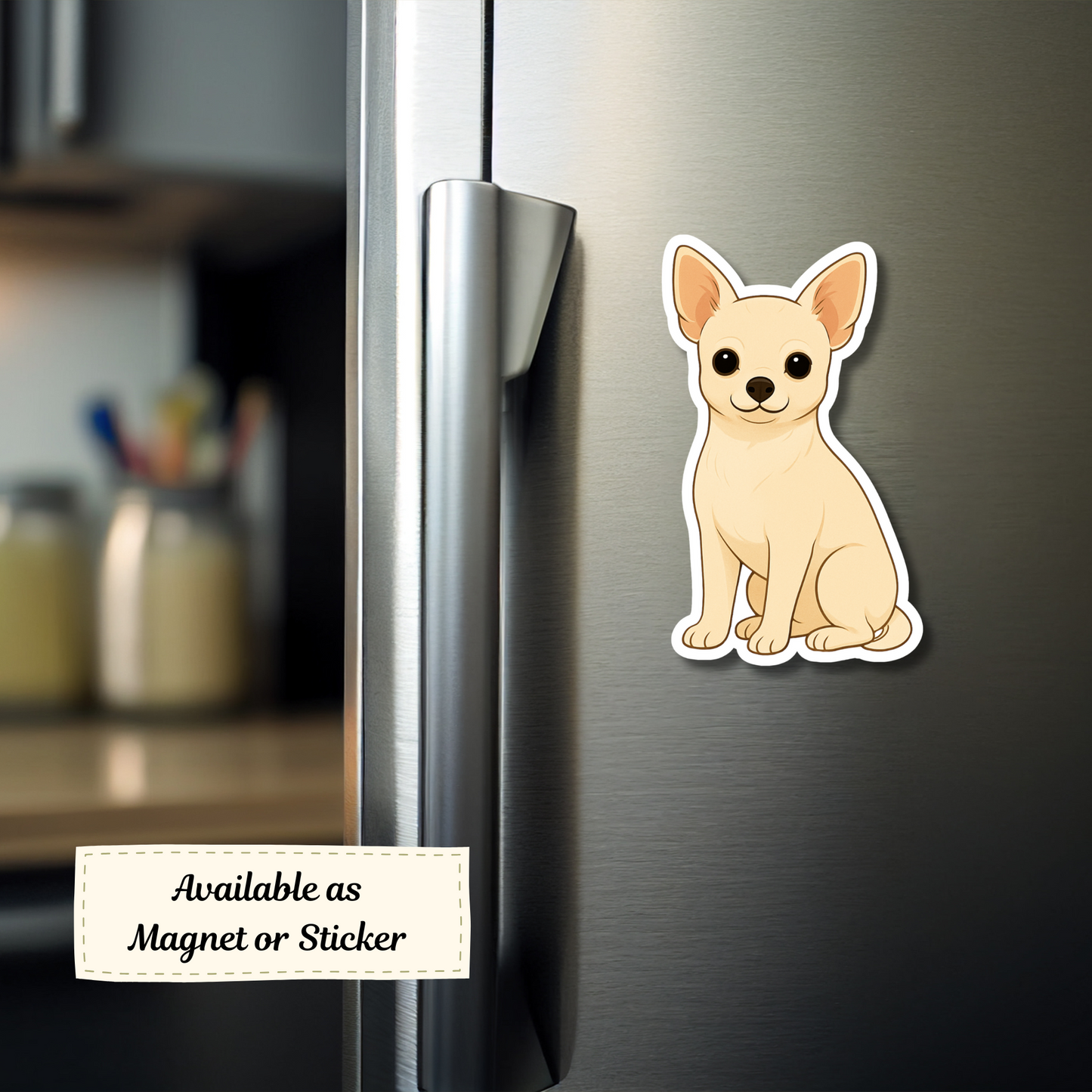 Custom Chihuahua Dog Magnet - Short Haired White | Personalized with Pet Name