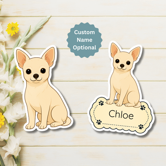 Custom Chihuahua Dog Magnet - Short Haired White | Personalized with Pet Name