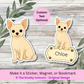 Autocollant personnalisé pour chien Chihuahua – Poil court blanc | Personnalisable avec nom