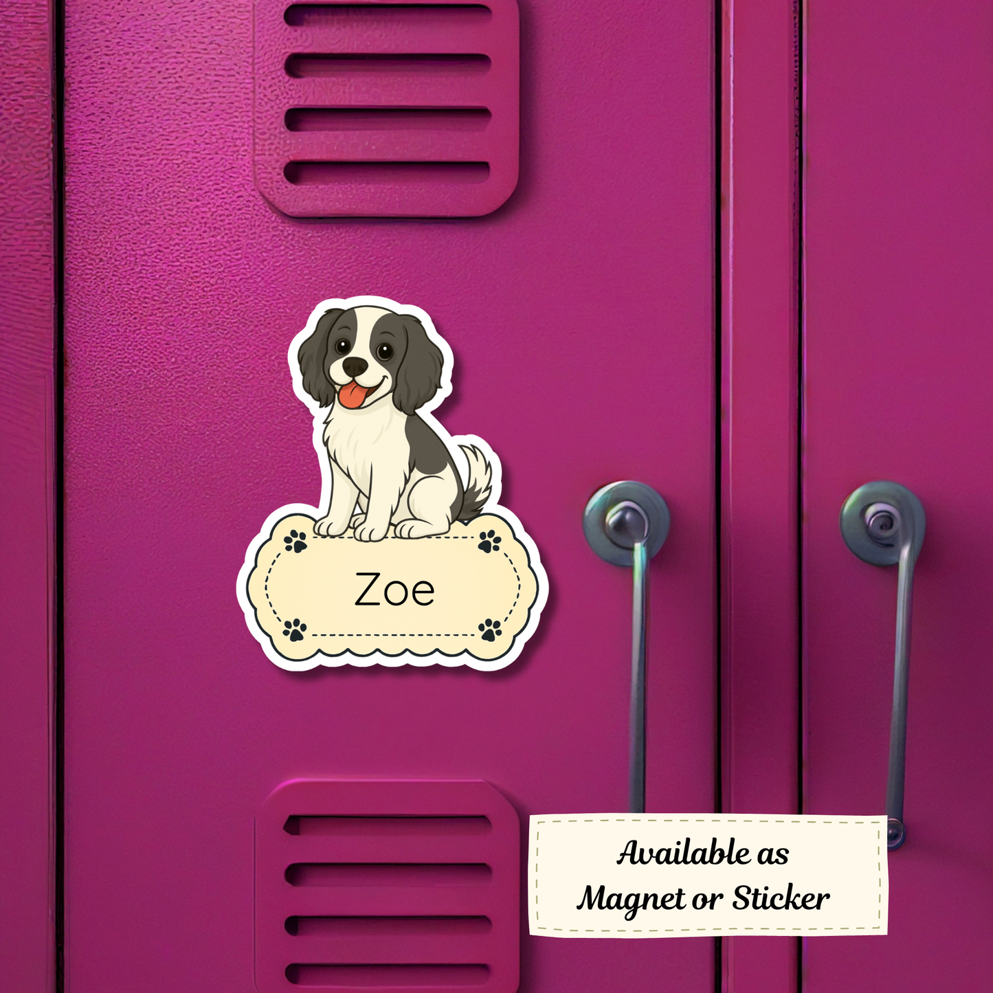 Custom Cockalier Dog Sticker - Black and White | Personalized with Name
