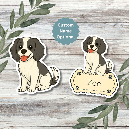Custom Cockalier Dog Sticker - Black and White | Personalized with Name