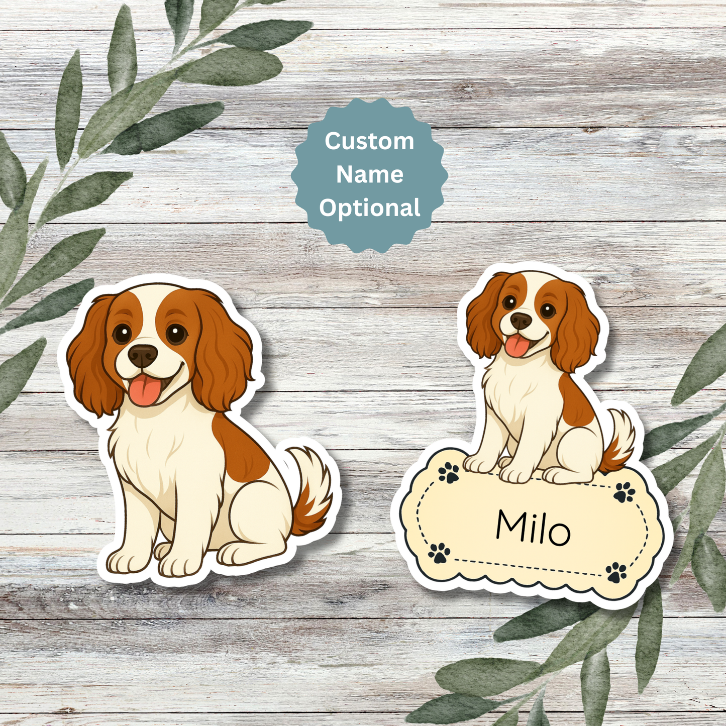 Custom Cockalier Dog Sticker - Blenheim | Personalized with Name