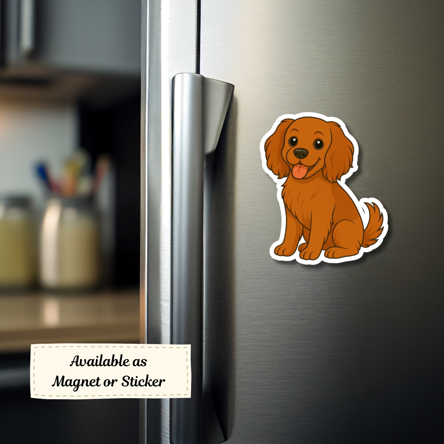 Custom Cockalier Dog Sticker - Ruby | Personalized with Name