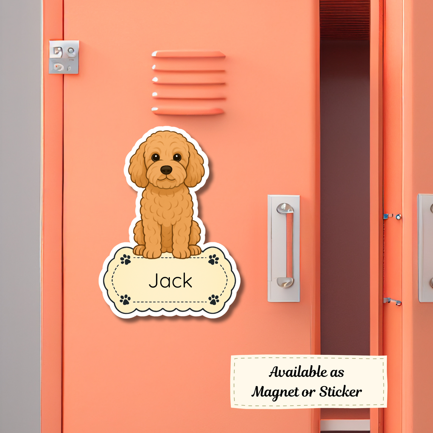 Custom Cockapoo Dog Magnet - Apricot | Personalized with Pet Name