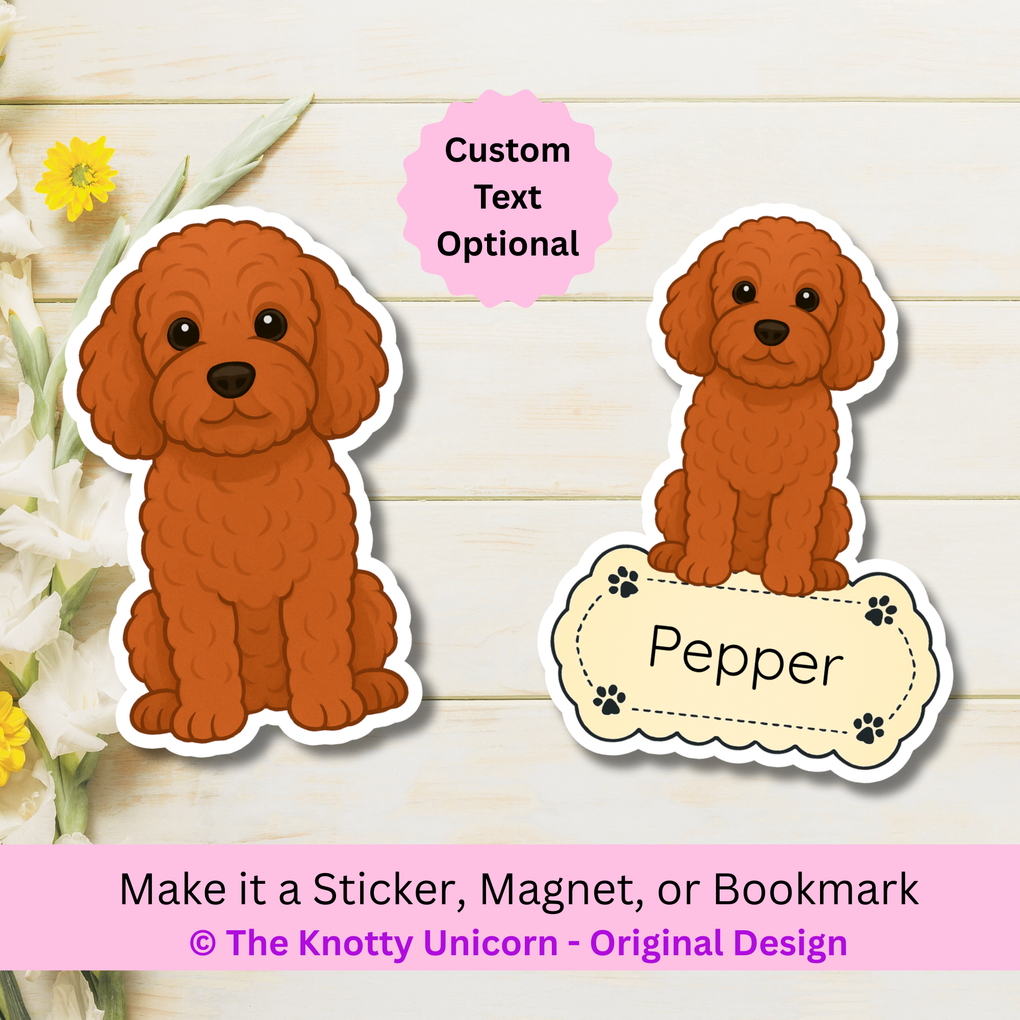 Cockapoo - Red Sticker, Magnet & Bookmark Gifts – The Knotty Unicorn