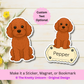 Custom Cockapoo Dog Magnet / Bookmark - Red