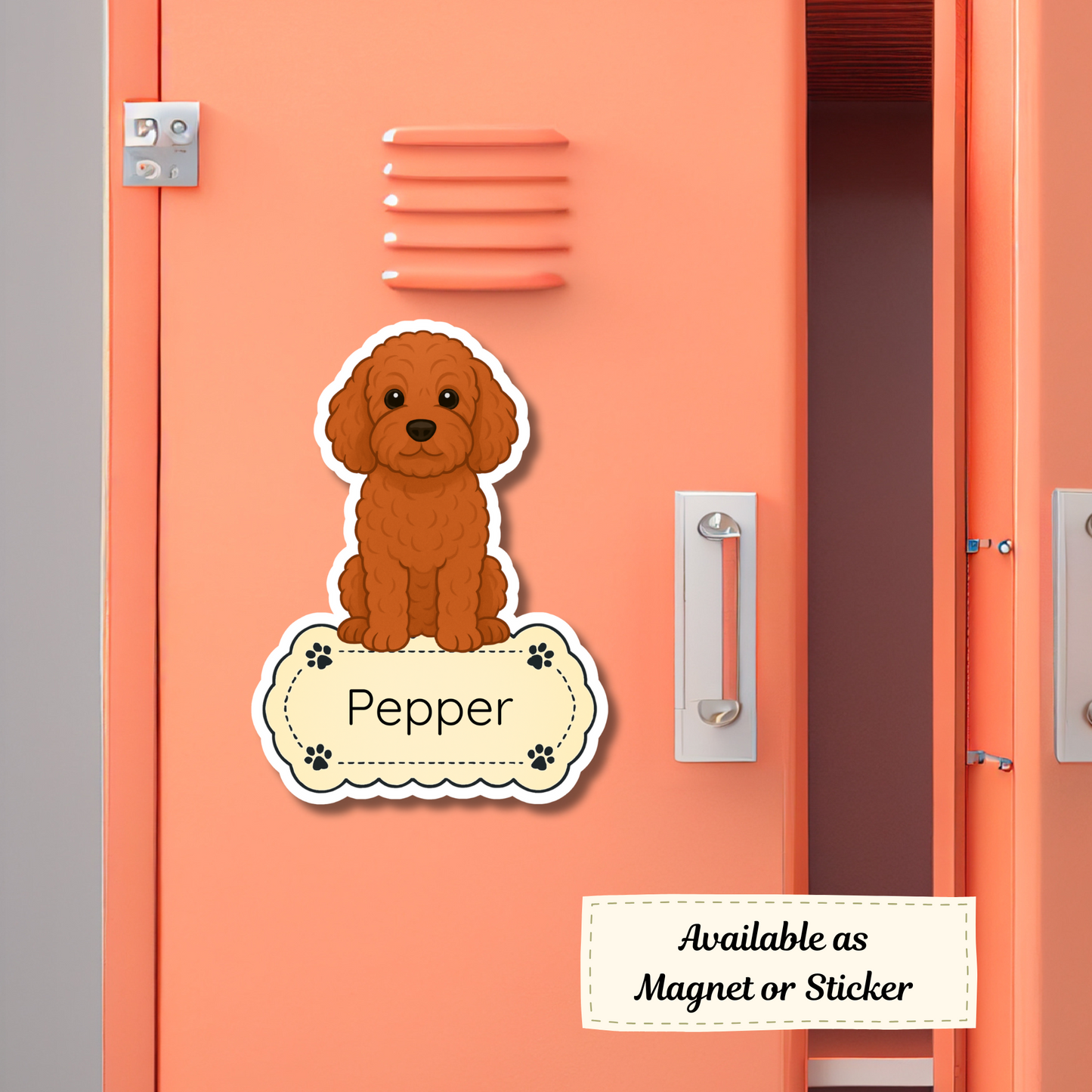Custom Cockapoo Dog Magnet - Red | Personalized with Pet Name