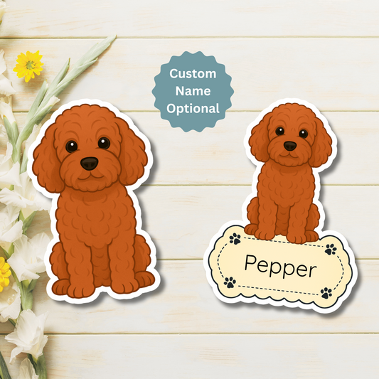 Custom Cockapoo Dog Magnet - Red | Personalized with Pet Name