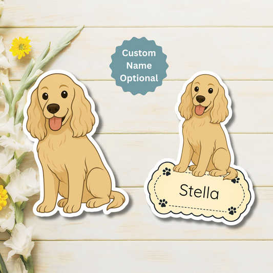Custom Cocker Spaniel Dog Magnet - Buff | Personalized with Pet Name