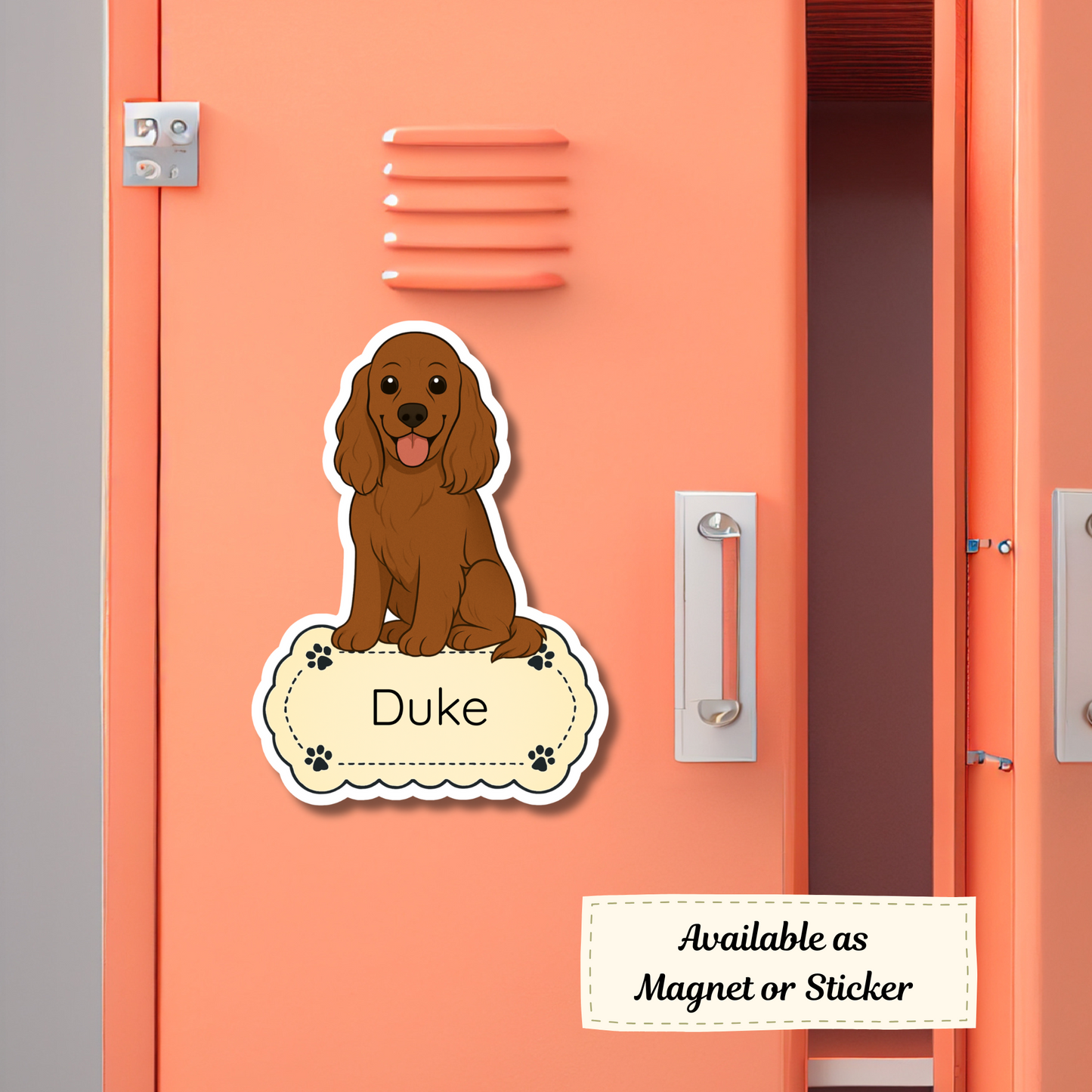 Custom Cocker Spaniel Dog Sticker - Chocolate | Personalized with Name