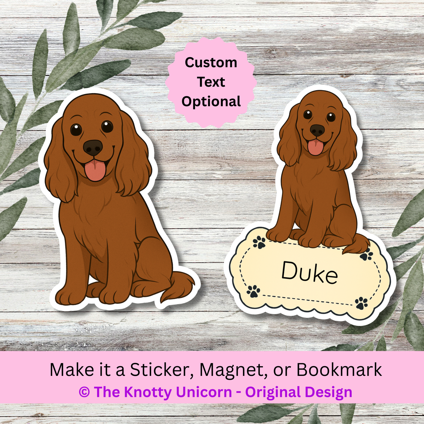 Personalized Cocker Spaniel Dog Sticker - Chocolate
