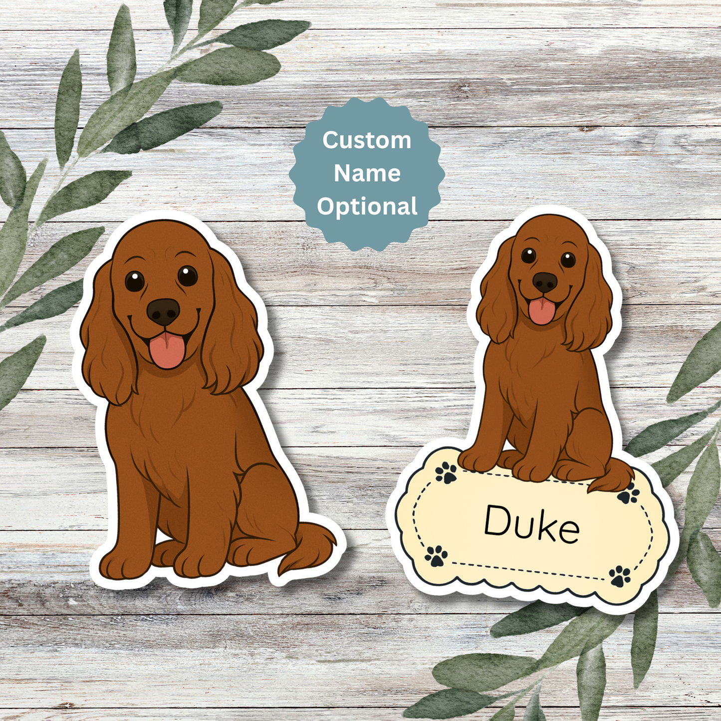 Custom Cocker Spaniel Dog Sticker - Chocolate | Personalized with Name