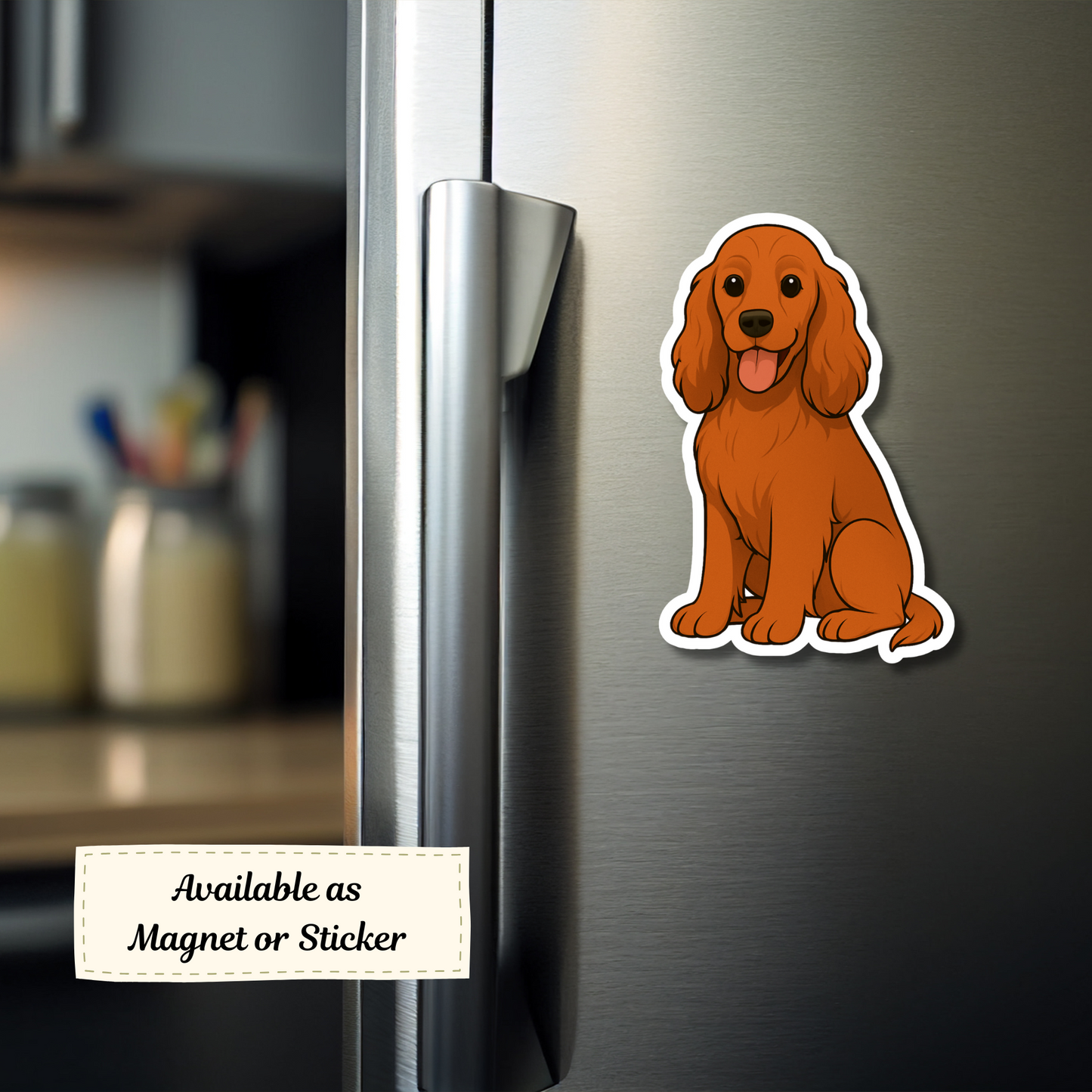 Custom Cocker Spaniel Dog Magnet - Red | Personalized with Pet Name