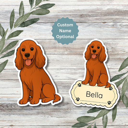 Custom Cocker Spaniel Dog Sticker - Red | Personalized with Name