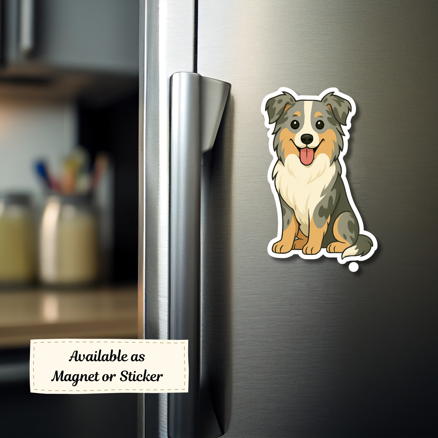 Custom Collie Dog Sticker - Blue Merle | Personalized with Name