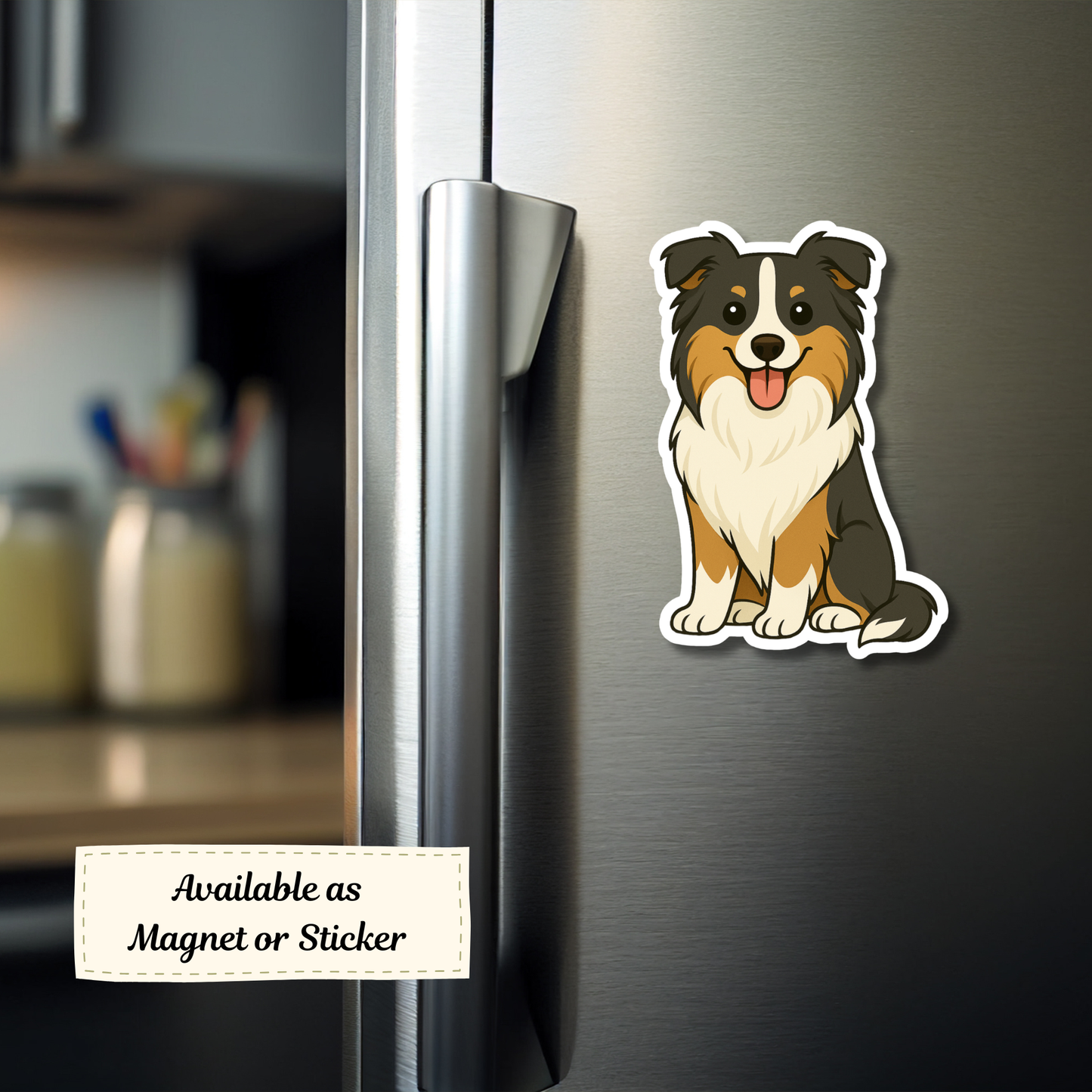 Custom Collie Dog Sticker - Tricolored | Personalized with Name
