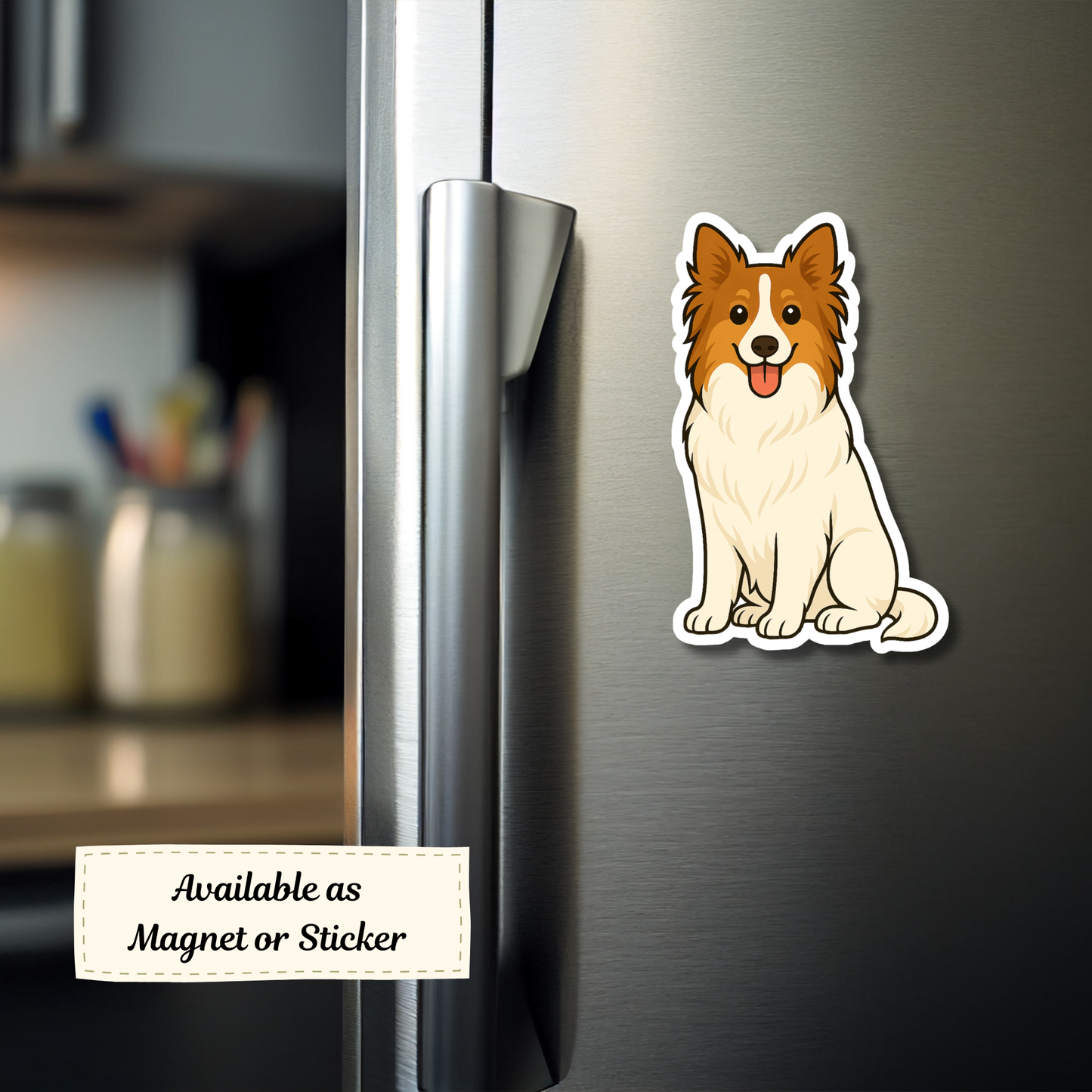 Custom Collie Dog Sticker - White | Personalized with Name