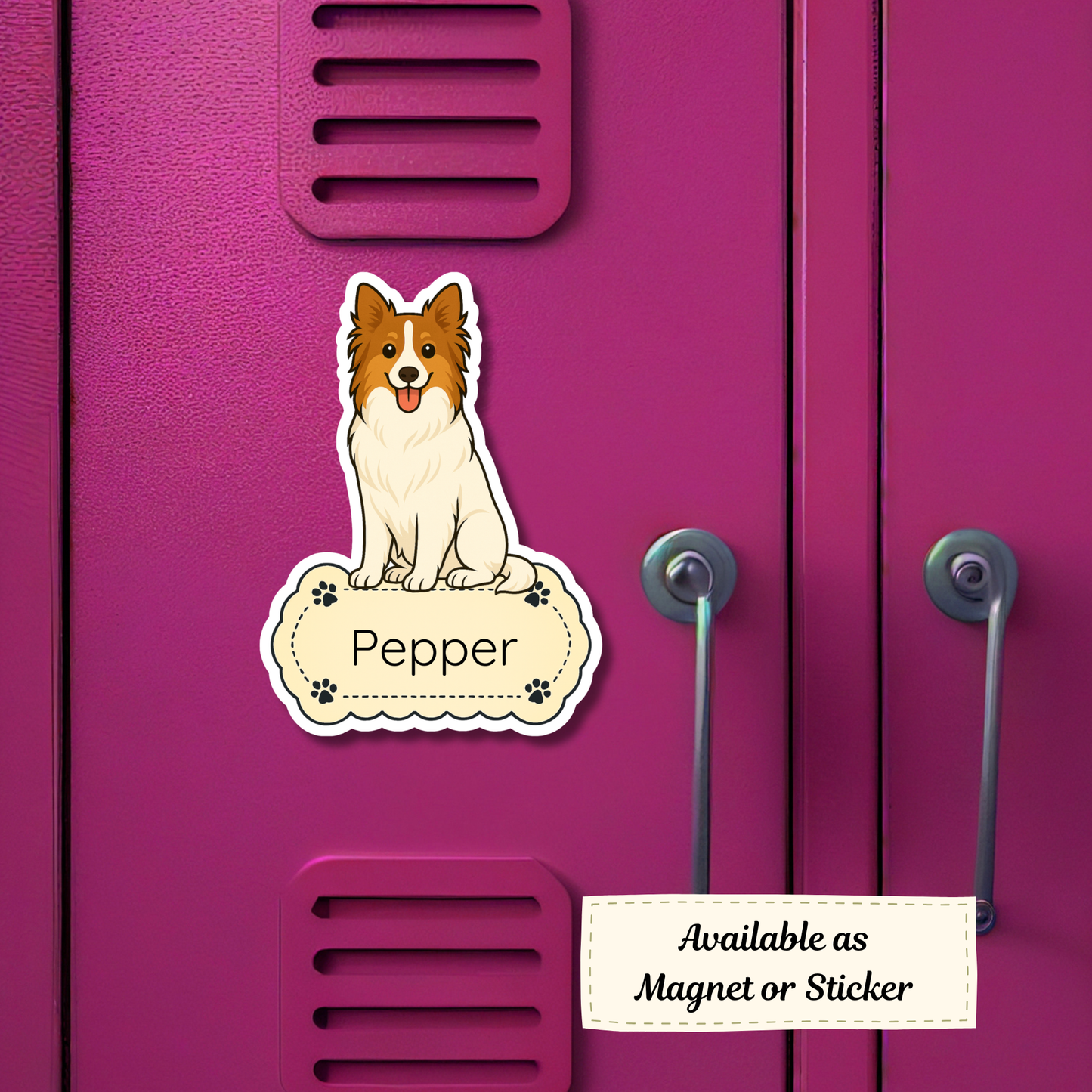 Custom Collie Dog Sticker - White | Personalized with Name