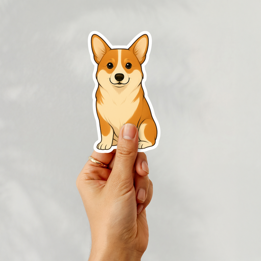 Custom Pembroke Corgi Dog Sticker - Red and White | Personalized with Name