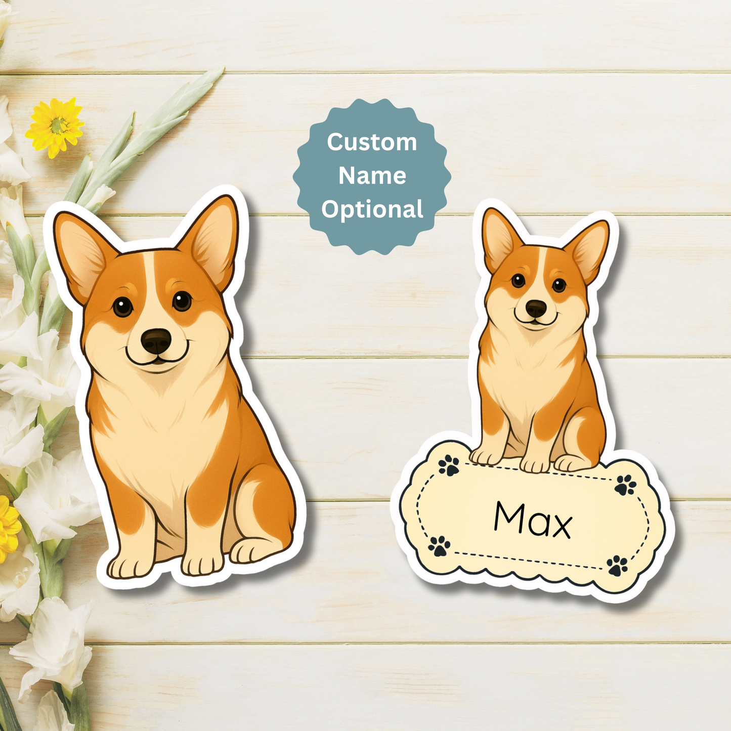 Custom Pembroke Corgi Dog Magnet - Red and White | Personalized with Pet Name