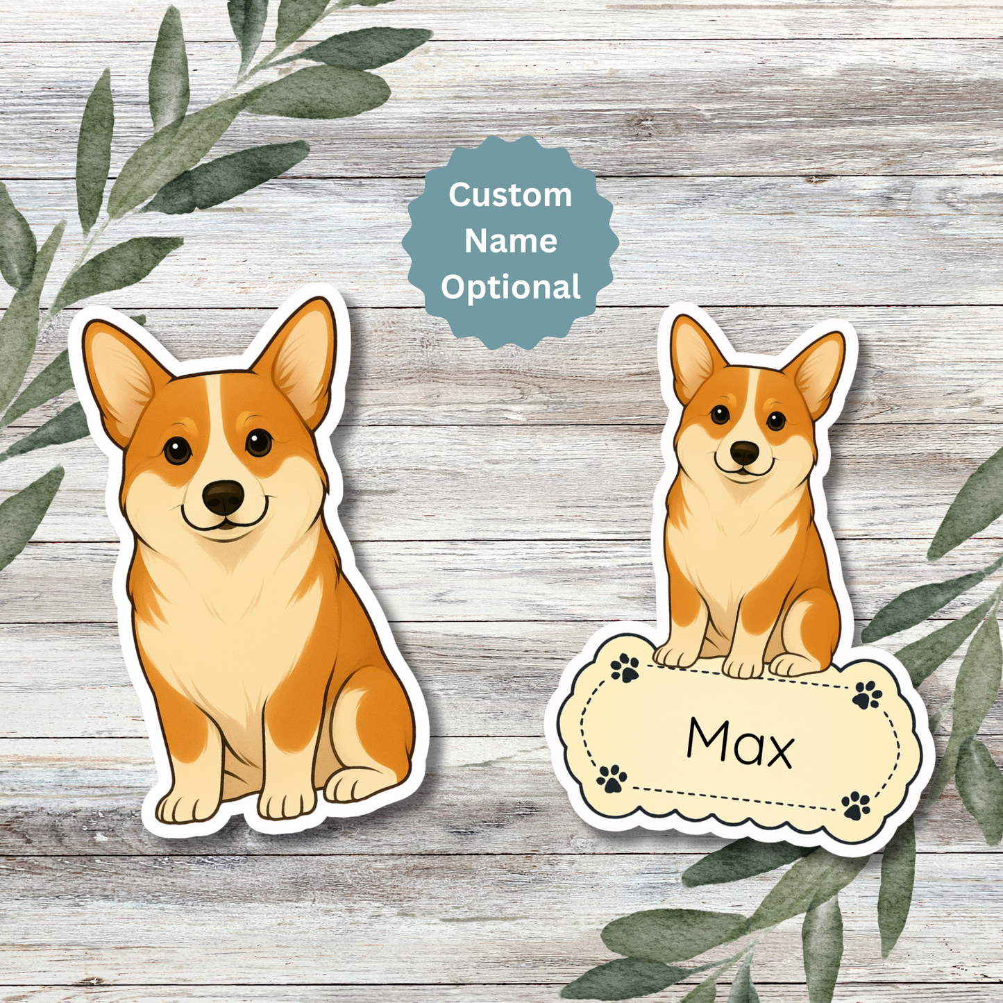 Custom Pembroke Corgi Dog Sticker - Red and White | Personalized with Name