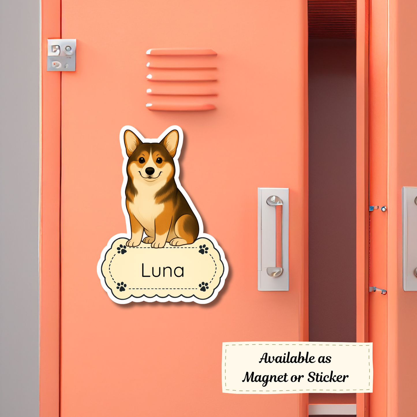 Custom Pembroke Corgi Dog Sticker - Sable and White | Personalized with Name