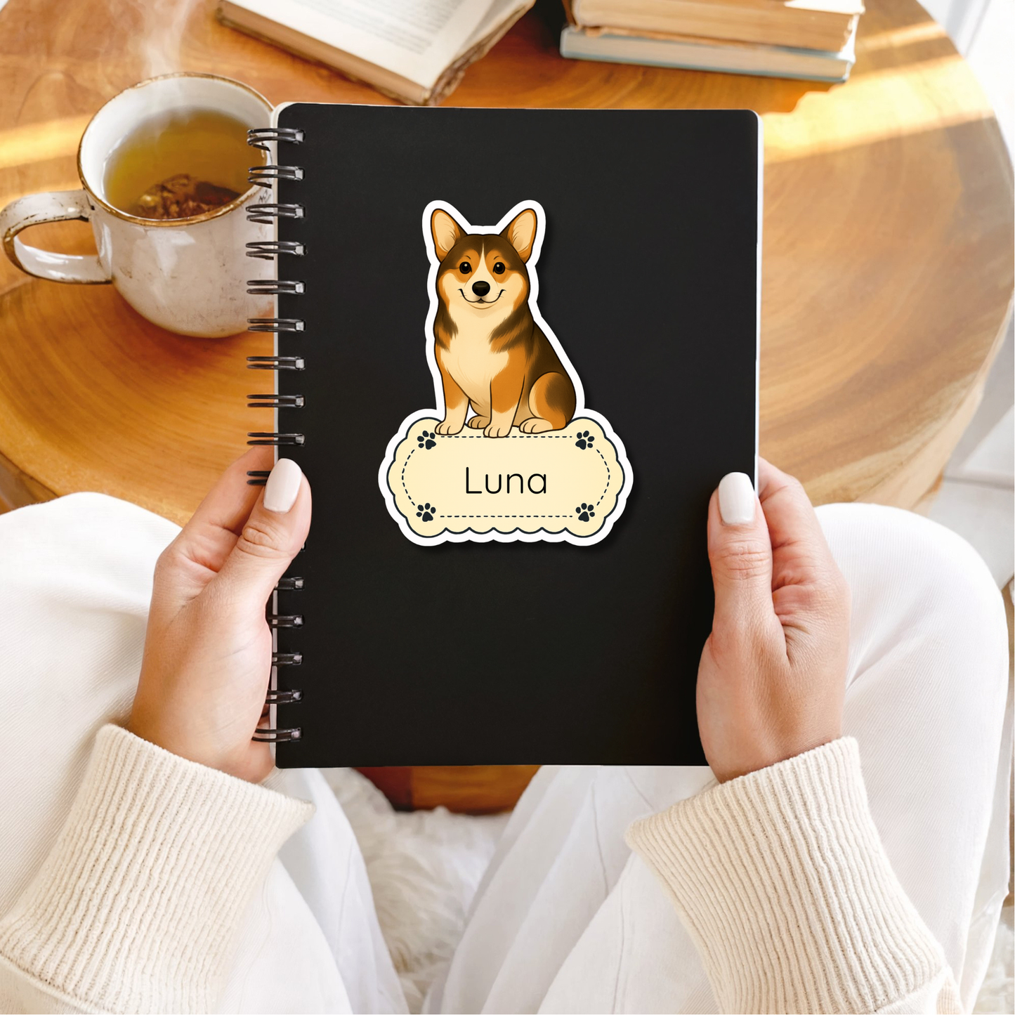 Custom Pembroke Corgi Dog Sticker - Sable and White | Personalized with Name