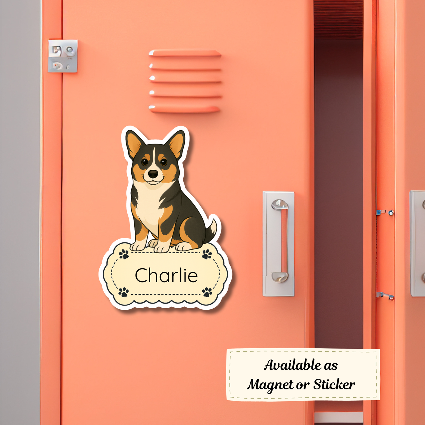 Custom Pembroke Corgi Dog Sticker - Tri-colored | Personalized with Name