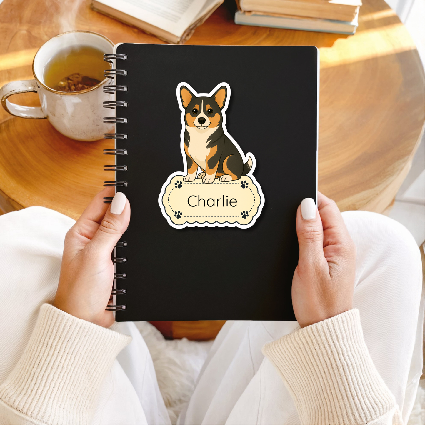 Custom Pembroke Corgi Dog Sticker - Tri-colored | Personalized with Name