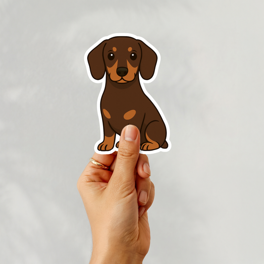 Custom Dachshund Dog Sticker - Chocolate and Tan | Personalized with Name