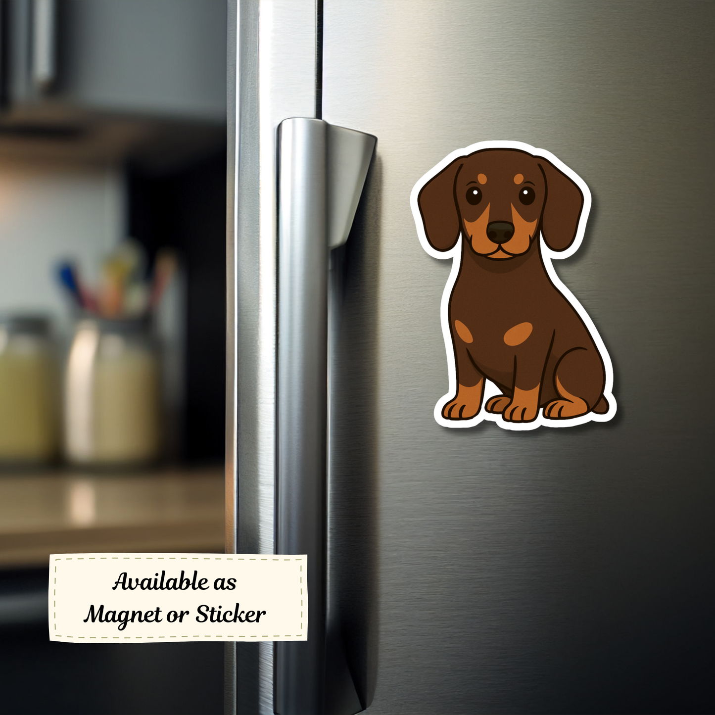 Custom Dachshund Dog Sticker - Chocolate and Tan | Personalized with Name