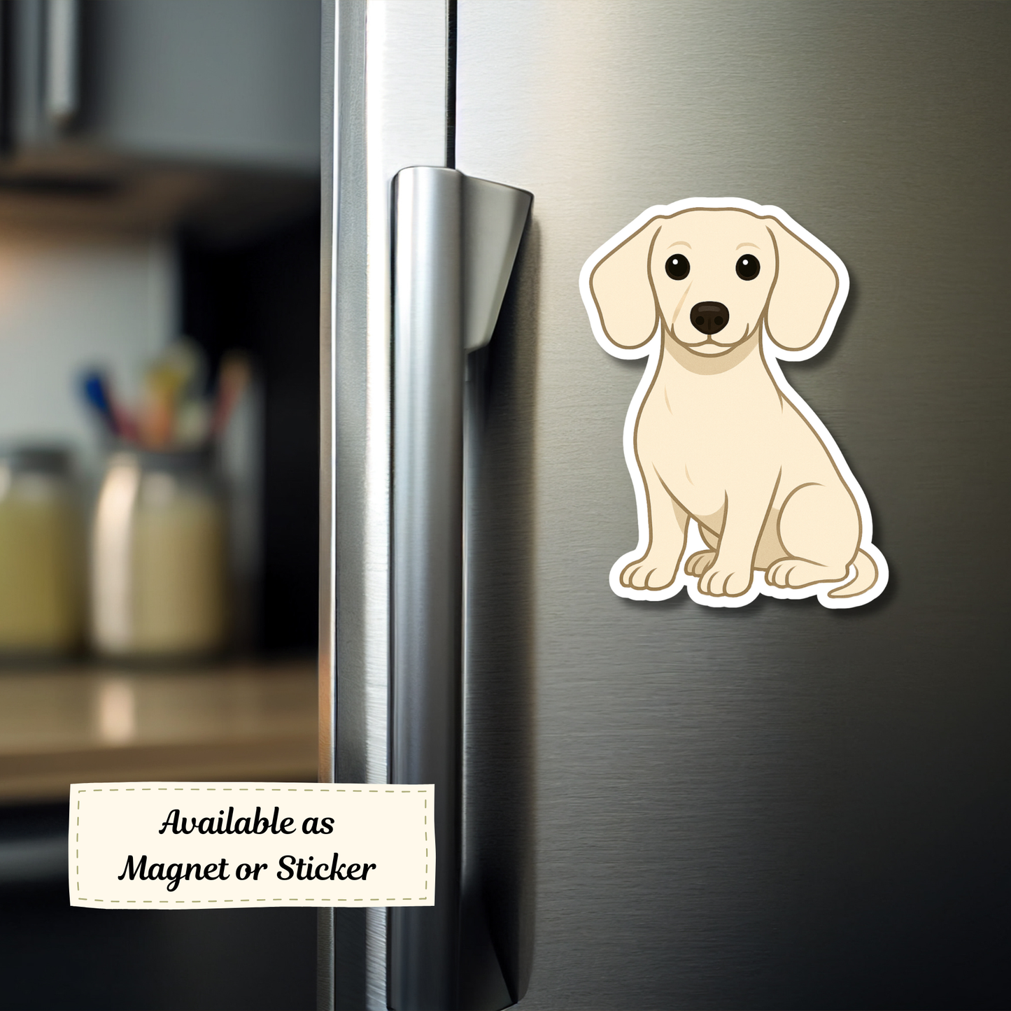 Custom Dachshund Dog Sticker - Cream | Personalized with Name