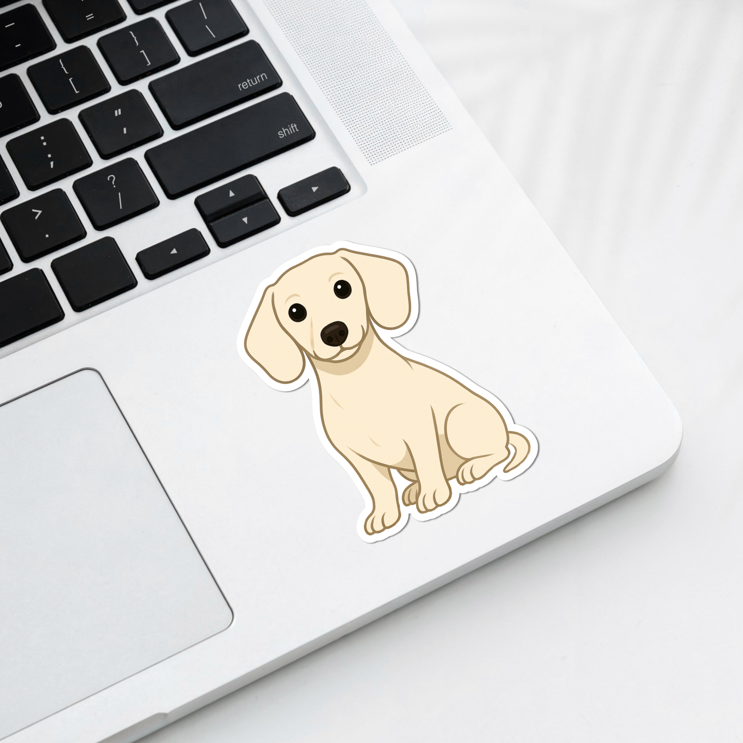 Custom Dachshund Dog Sticker - Cream | Personalized with Name