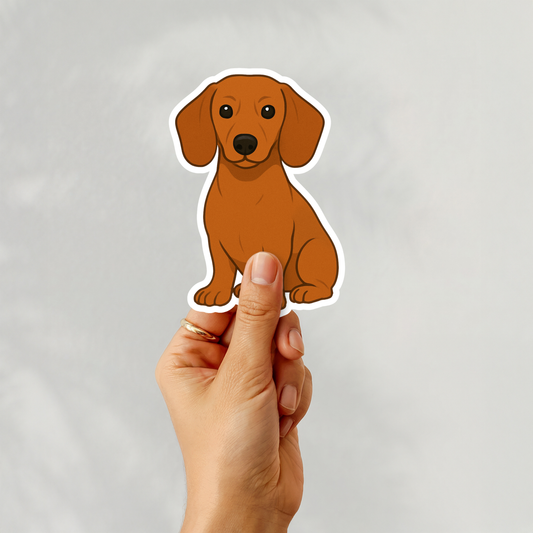 Custom Dachshund Dog Sticker - Red | Personalized with Name