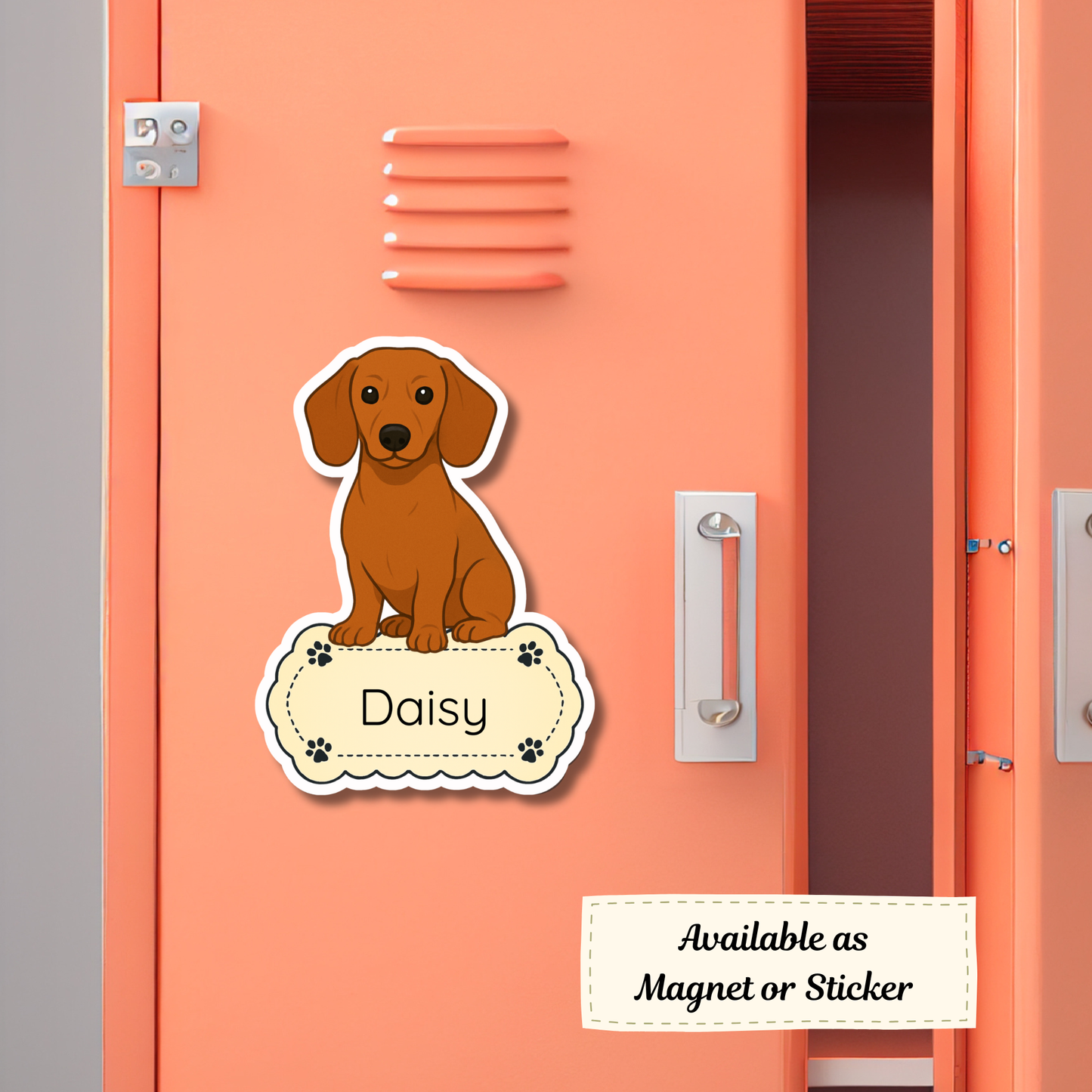 Custom Dachshund Dog Sticker - Red | Personalized with Name
