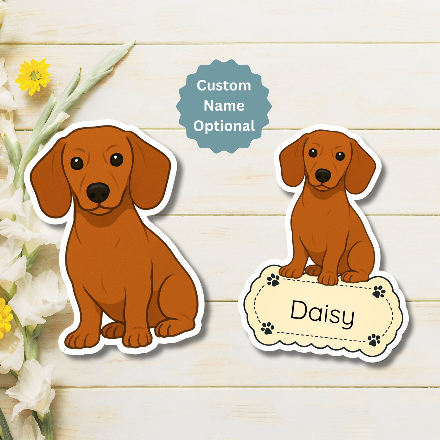Custom Dachshund Dog Magnet- Red | Personalized with Pet Name